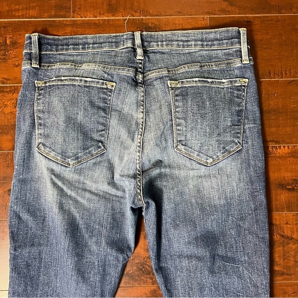 FRAME Denim Le Skinny De Jeanne Meyer Wash Jeans High Rise Raw Hem Size 32 - Picture 5 of 13